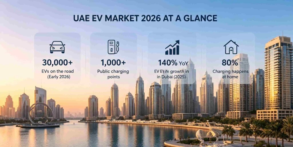 UAE EV market growth 2026 with Dubai electric vehicle charging infrastructure