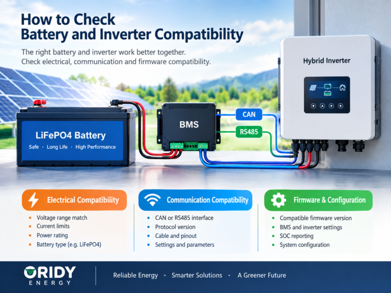Battery and inverter compatibility for LiFePO4 battery and hybrid inverter systems