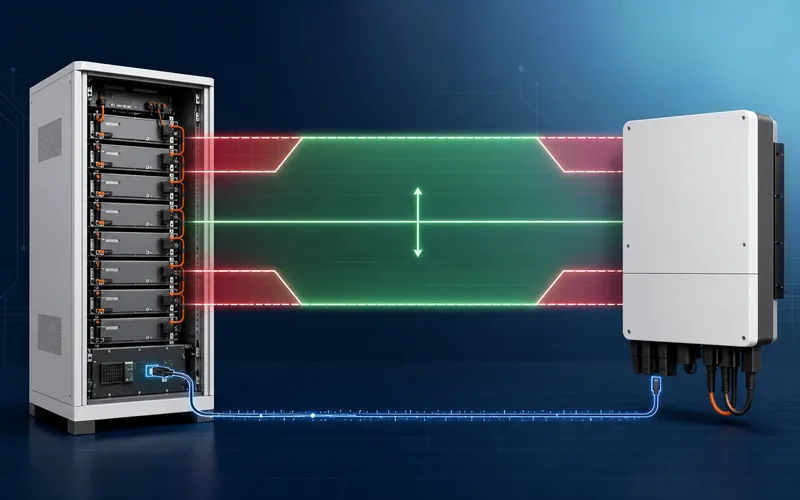 Battery operating-voltage window matched with a compatible hybrid inverter input  