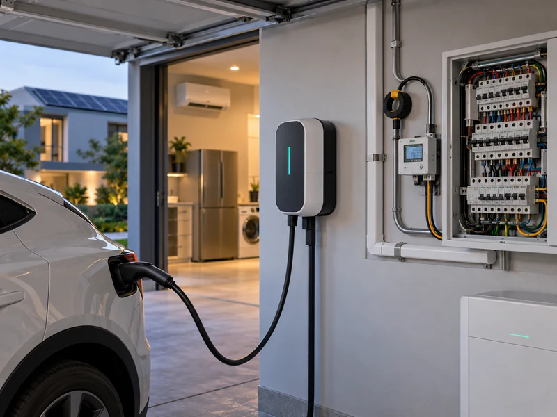 AC EV charger cable management in a parking installation