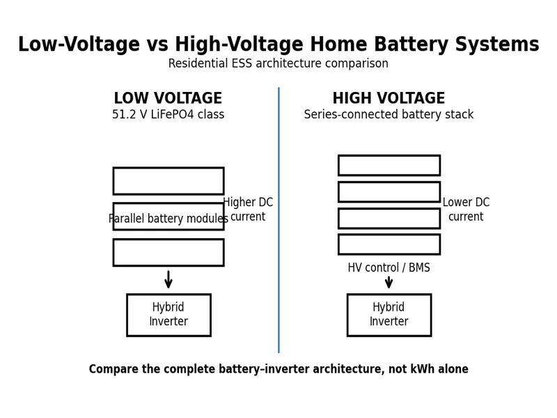 Low-voltage and high-voltage residential energy storage system comparison
