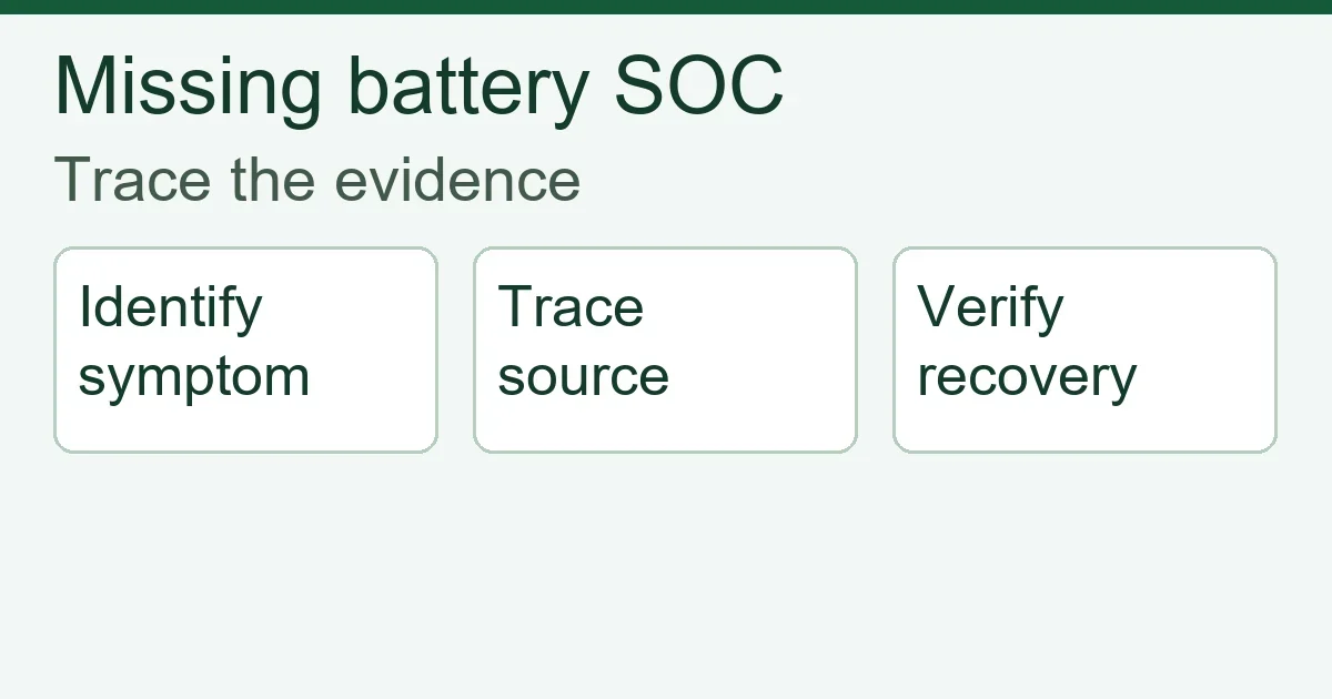 Diagnostic sequence for an inverter not reading battery SOC