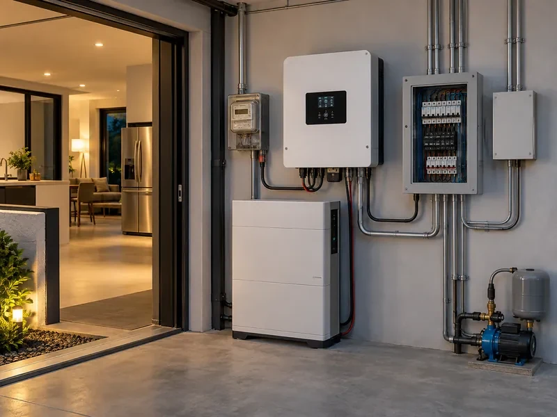 Hybrid inverter backup and EPS output for residential solar storage