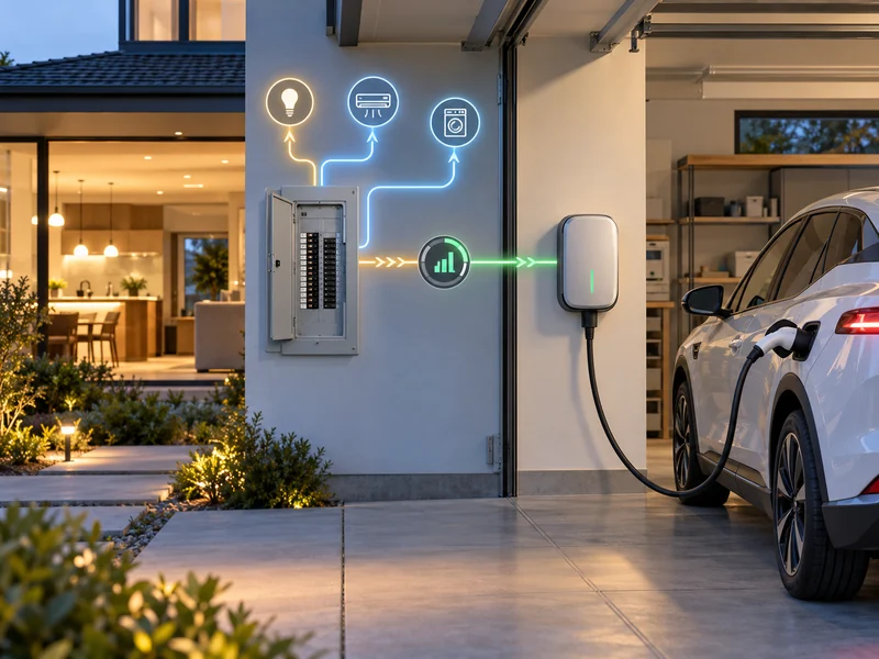 Smart AC EV charger in a residential parking area